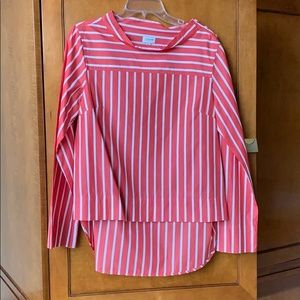J Crew funnel neck top cotton red stripe. SZ 8